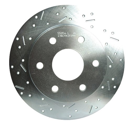 SSBC 23596AA3L Drilled Slotted Plated Front Driver Side Rotor for 1995-98 C2500 2WD 6 Lug 7200 lb GVWR Rotors SSBC 23596AA3L