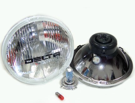 DOT EURO 7 H4 Hi/Lo Beam 60/55W Headlights w/Blinkers, Replaces H6024 Headlight Bulbs Delta 01-1159-50XB