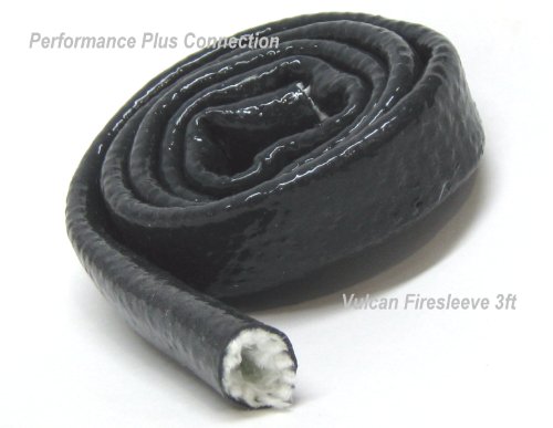 Vulcan Fire Sleeve, Fire Braid Flame Shield 1/2 X 3ft 8AN Black Lines Performance Plus Connection PA2108HP-3BLK