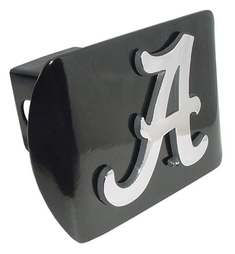 University of Alabama Crimson Tide Black with Chrome Plated Metal A NCAA College Sports Trailer Hitch Cover Fits 2 Inch Auto Car Truck Receiver Trailer Hitch Covers Elektroplate UAL-A-BLK-HC