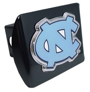 University of North Carolina Tarheels Black with Chrome & Color NC Emblem NCAA College Sports Trailer Hitch Cover Fits 2 Inch Auto Car Truck Receiver Trailer Hitch Covers Electroplate UNC-COLOR-BLK-HC