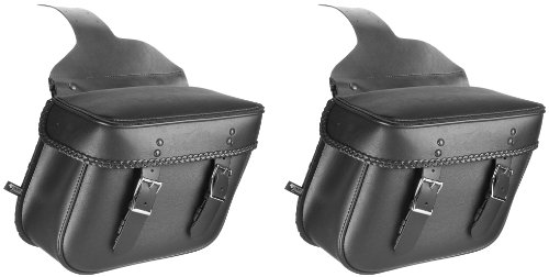 ALC Saddlebags 8203B-04 Panama II Chubby Premium Vinyl Detach Throw-Over Saddlebag with Braid - Pair Saddle Bags ALC Saddlebags by Dowco Inc 8203B04