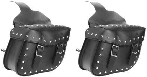 ALC Saddlebags 8204A-04 Montana Chubby Premium Vinyl Detach Throw-Over Saddlebag with Studs - Pair Saddle Bags ALC Saddlebags by Dowco Inc 8204A04
