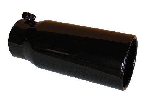 A.P. GLOSS BLACK T304 Stainless Steel Exhaust Muffler Tip 4ID 5OD 12Long HI-TEMP POWDER COAT Mufflers Assured Performance-Exhaust ACD4050R-BKG-1