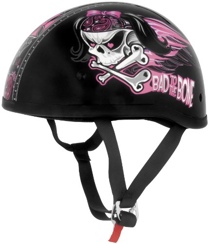 Skid Lid Bad to the Bone Original Helmet (Black/Pink, Small) Helmets Skid Lid 646945