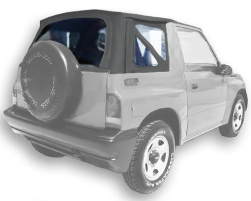 Acme C734/Clear-SF2003 Charcoal on Black Stayfast Cloth SUV Soft Top for Suzuki Vitara / Chevrolet Tracker Tops & Roofs Acme Auto Headlining Co C734ClearSF2003