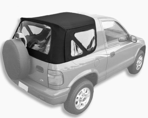 Acme C940/Clear-CB1002 Black on Black Cabriolet Vinyl SUV Soft Top for Kia Sportage Tops & Roofs Acme Auto Headlining Co C940ClearCB1002
