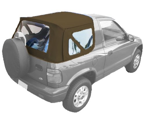 Acme C727/Clear-SC2034 Sandalwood on Grey Sailcloth Vinyl SUV Soft Top for Suzuki Samurai Tops & Roofs Acme Auto Headlining Co C727ClearSC2034