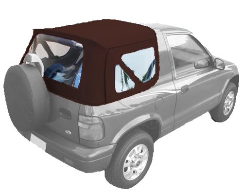 Acme C727/Clear-ST1152 Burgandy on Black Pinpoint Vinyl SUV Soft Top for Suzuki Samurai Tops & Roofs Acme Auto Headlining Co C727ClearST1152