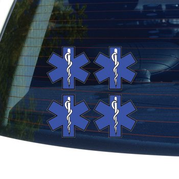 STAR OF LIFE 4 SHEET - EMT - Window Bumper Laptop Sticker Bumper Stickers, Decals & Magnets Graphics and More S4042