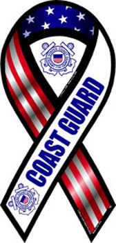 Coast Guard - 2 in 1 Patriotic Ribbon Magnet, 4 x 8 Refrigerator Magnets Flagline