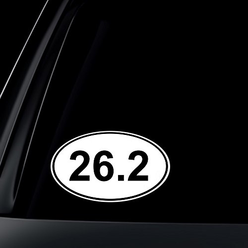 26.2 Marathon Euro Oval Car Decal / Sticker - Black & White Bumper Stickers, Decals & Magnets World Design WD-DECAL-00095