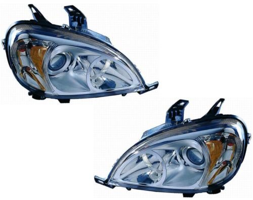 Mercedes M Class Replacement Headlight Assembly (Euro Projector Type, Chrome Bezel) - 1-Pair Headlight Assemblies AutoLightsBulbs 1115465