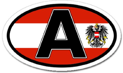 A Austria Flag Car Bumper Sticker Decal Oval Bumper Stickers, Decals & Magnets LandsAndPeople.com austria_0012