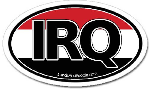 Iraq IRQ Flag Car Bumper Sticker Decal Oval Bumper Stickers, Decals & Magnets LandsAndPeople iraq_0006