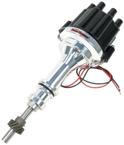 Pertronix D231800 Flame-Thrower Plug and Play Black Cap Marine Billet Electronic Distributor with Ignitor II Technology with Black Cap for Ford 351W Distributors Pertronix D231800