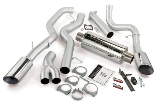 Banks Power 48942 Monster Diesel Duals Exhaust System; 4 in. In/Out; Incl. Y-Pipe/Intermediate Pipe/Tailpipe/Muffler/6x5 in. Obround Polished Tips; Stainless Steel; Exhaust & Emissions Banks Power 48942