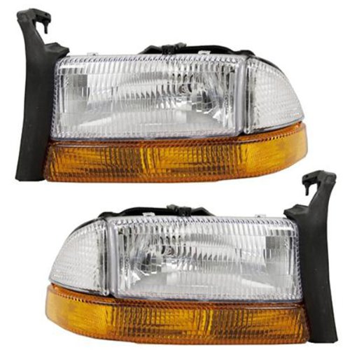 1997-2004 Dodge Dakota Pickup Truck 1998-2003 Dodge Durango Headlights Headlamps Head Lights Lamps Pair Set Left Driver AND Right Passenger Side (1998 98 1999 99 2000 00 2001 01 2002 02 2003 03 2004 04) Headlight Assemblies Aftermarket Auto Parts CH2502122, CH2503122