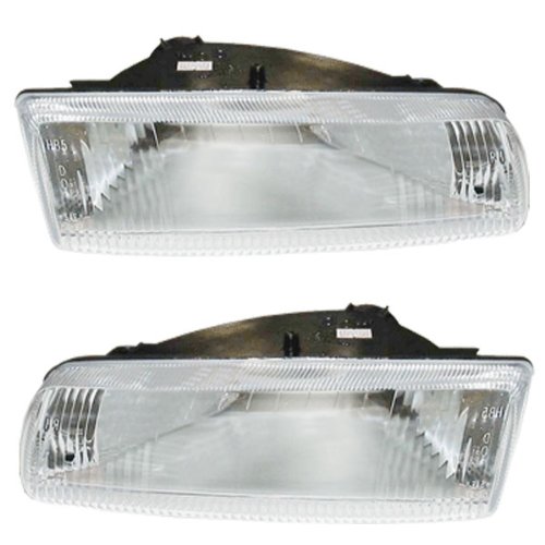 93-97 Chrysler Concorde Eagle Vision Headlights Headlamps Lights Lamps Pair Set Headlight Bulbs Aftermarket Auto Parts CH2502111, CH2503111