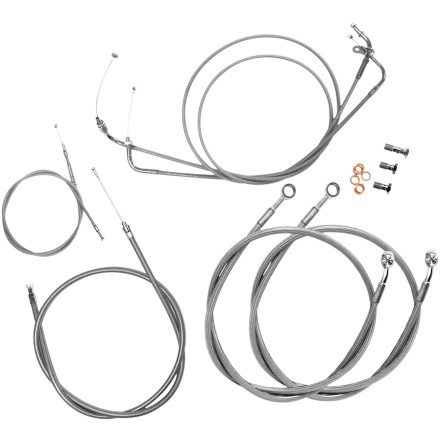07-10 YAMAHA XVS13CT: Baron Extended Stainless Cable And Line Kit For 18 Handlebars Clutch Cables Baron Custom Accessories 0650-1031