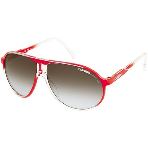 Carrera Champion/C/S Adult Aviator Full Rim Designer Sunglasses - Red Crystal Shaded/Gray Shaded / One Size Fits All Goggles Carrera CAR-CHAMPION-C-S-0KYN-JJ-AMA