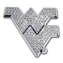 West Virginia Mountaineers Premium Chrome Metal Auto Emblem with Crystals Decals AMG WV-CRYSTAL