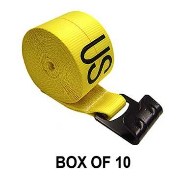 4'' X 30' Winch Straps with Flat Hook (Yellow) - Box of 10 Securing Straps US Cargo Control 430FH-Y-BOX