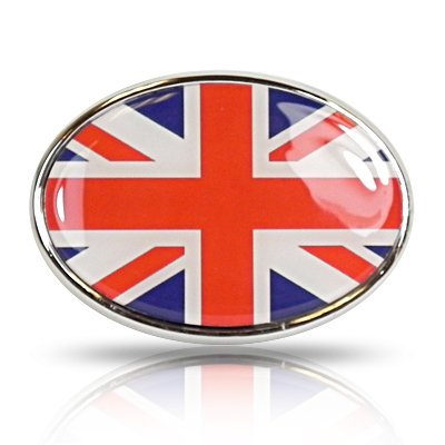 British Flag Union Jack Oval Shape Metal Car Emblem Bumper Stickers, Decals & Magnets Elektroplate CAE-BRITISH-OVAL