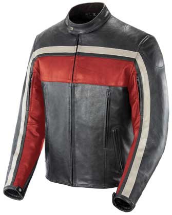 Joe Rocket Old School Men's Leather Motorcycle Jacket (Red/Black/Ivory, Medium) Jackets & Vests Joe Rocket 1052-2103