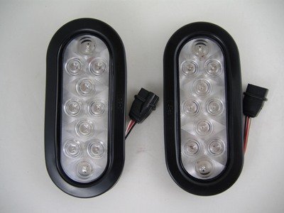 Red 10 LED 6 Oval Trailer Truck Stop Turn Brake Tail Light Kits / Clear Lens Tail Lights Generic 2-38776-Grommet