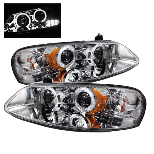 Chrysler Sebring 2001 2002 2003 4DR & Convertible (Does Not Fit 2Dr Coupe)/ Dodge Stratus 2001 2002 2003 2004 2005 2006 4DR Halo LED (Replaceable LEDs) Projector Headlights / Chrome Exterior Accessories Spyder Auto SG-1048