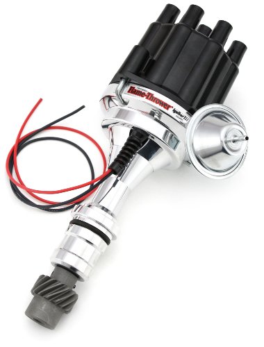 Pertronix D7110700 Flame-Thrower Vacuum Advance Black Cap Billet Electronic Distributor with Ignitor III Technology for Oldsmobile mobile V8 Distributors Pertronix D7110700