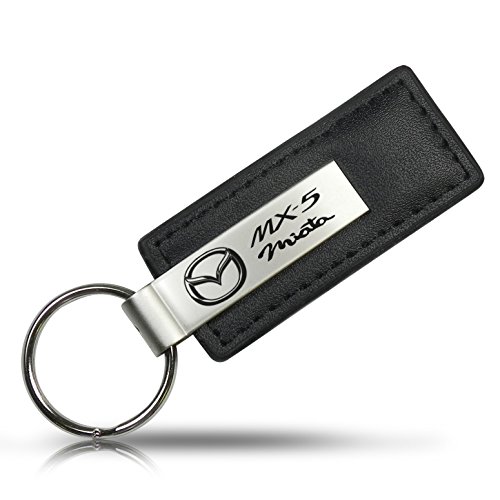 Mazda MX-5 Miata Black Leather Key Chain Key Chains Au-Tomotive Gold, INC. AG-KC1540-MIA