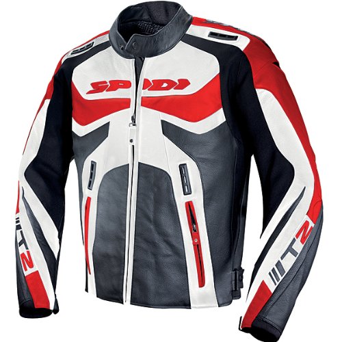 Spidi T-2 Leather Jacket - 44 US / 54 Euro/Black/Red Jackets & Vests Spidi 474-50275