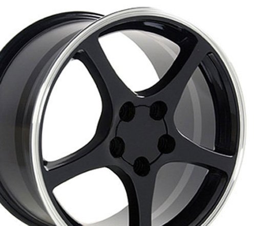 C5 Style Wheel with Machined Lip Fits Corvette - Black 18x9.5 Replica OE Wheels / Wheel1x 4750492