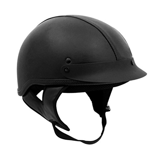 Motorcycle Scooter Half Helmet Shorty Beanie DOT - Leather (Medium) Helmets MMG 205_LBK_M