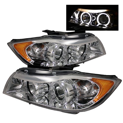 BMW E90 3-series 4dr Halo Amber Chrome Projector Headlights Assembly (Sold in Pairs) Headlight Assemblies Spyder Auto PRO-YD-BMWE9005-AM-C