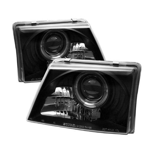 Ford Ranger Halo Black Projector Headlights Assembly (Sold in Pairs) Headlight Assemblies Spyder PRO-YD-FR98-BK