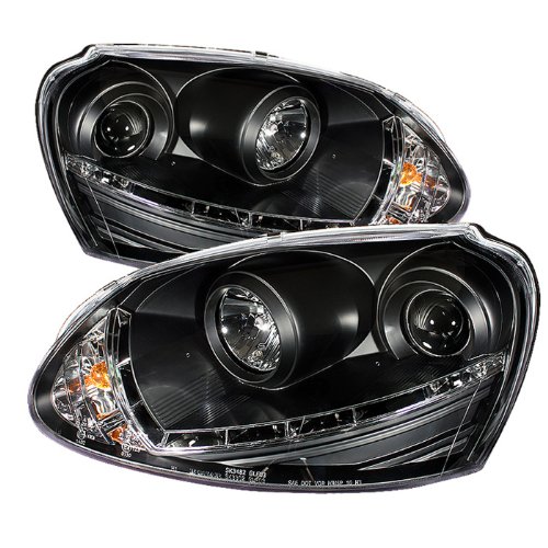 Spyder Auto Volkswagen GTI/Jetta/Rabbit Black Halogen DRL LED Crystal Headlight Headlight Assemblies Spyder Auto PRO-YD-VG06-DRL-BK