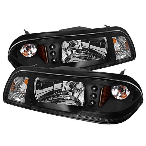 Spyder Auto Ford Mustang Black LED Crystal Headlight Headlight Assemblies Spyder Auto HD-YD-FM87-1PC-LED-BK