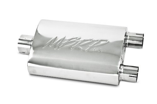MBRP UM1209 3 Single Inlet/2.25 Dual Outlet 14 Body T304 Stainless Steel Chambered Core Muffler Exhaust & Emissions Mbrp UM1209