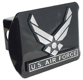 US Air Force Wings Black Metal Trailer Hitch Cover Hitch Covers AMG AF-WING-BLK-HC-2