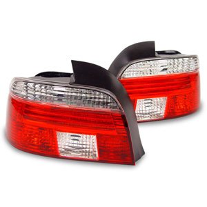 1997-2000 BMW E39 5 series CRYSTAL Red/Clear Tail Light '01 LED Style Tail Lights Depo TL-B5-E39-97-RC
