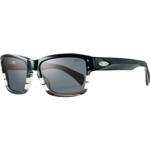 Smith Optics Chemist Premium Lifestyle Polarized Outdoor Sunglasses - Black White Stripe/Gray / Size 55-17-135 Goggles Smith Optics CHTPGYBW-AMA