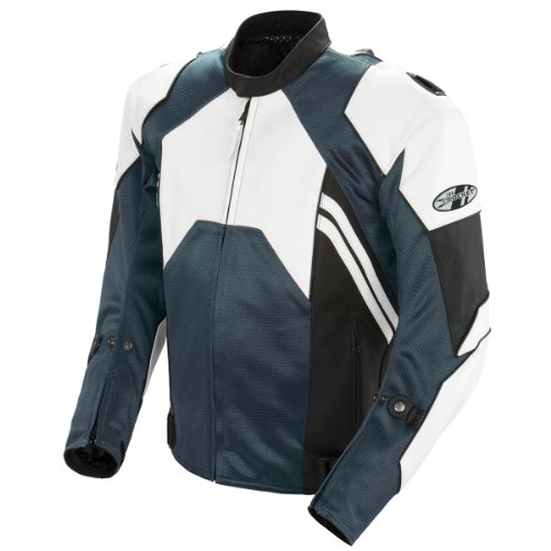 Joe Rocket Radar Mens White/Gunmetal Leather Motorcycle Jacket - 40 Jackets & Vests Joe Rocket 1052-1740