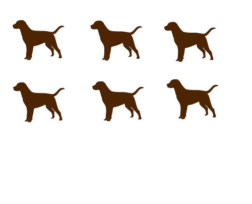Chocolate Lab Labrador Retriever Car Truck Decal Set of 6 Bumper Stickers, Decals & Magnets