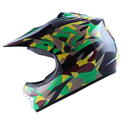 WOW Motocross BMX Youth ATV Dirt Bike Green Camo MX Helmet, S (50-51 CM,19.7/20.1 Inch) Helmets WOW HJOY_GreenCamo-Small