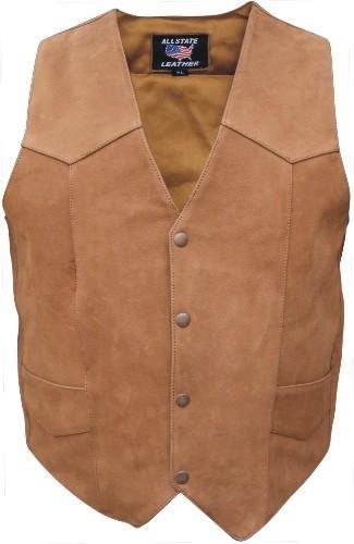 Mens Brown Buffalo Leather Motorcycle Vest - 2X - AL2216 Jackets & Vests Allstate Leather AL-2216