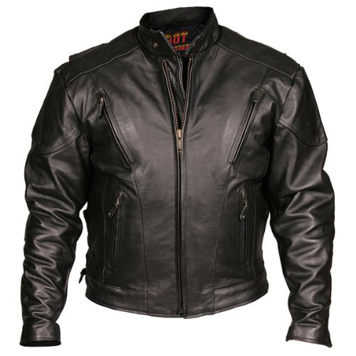 Leather Motorcycle Jacket (Black, Size 44) Jackets & Vests Hot Leathers JKM1010BLK44