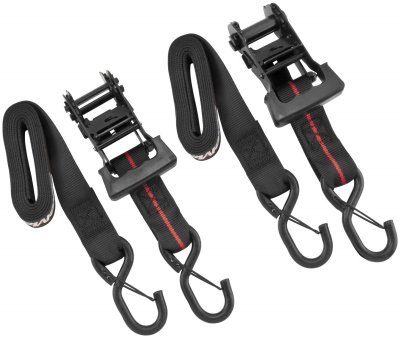BikeMaster Ratchet Tiedowns - 1.5in. x 84in. - Black/Red 100554 Tie-Downs BikeMaster 10-0554